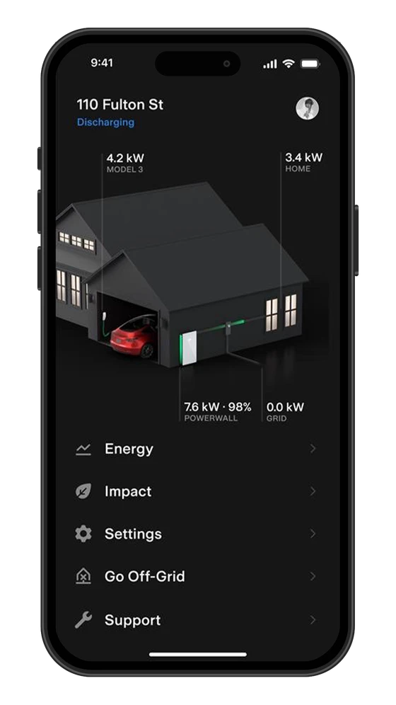 Application Tesla — Powerwall en temps réel